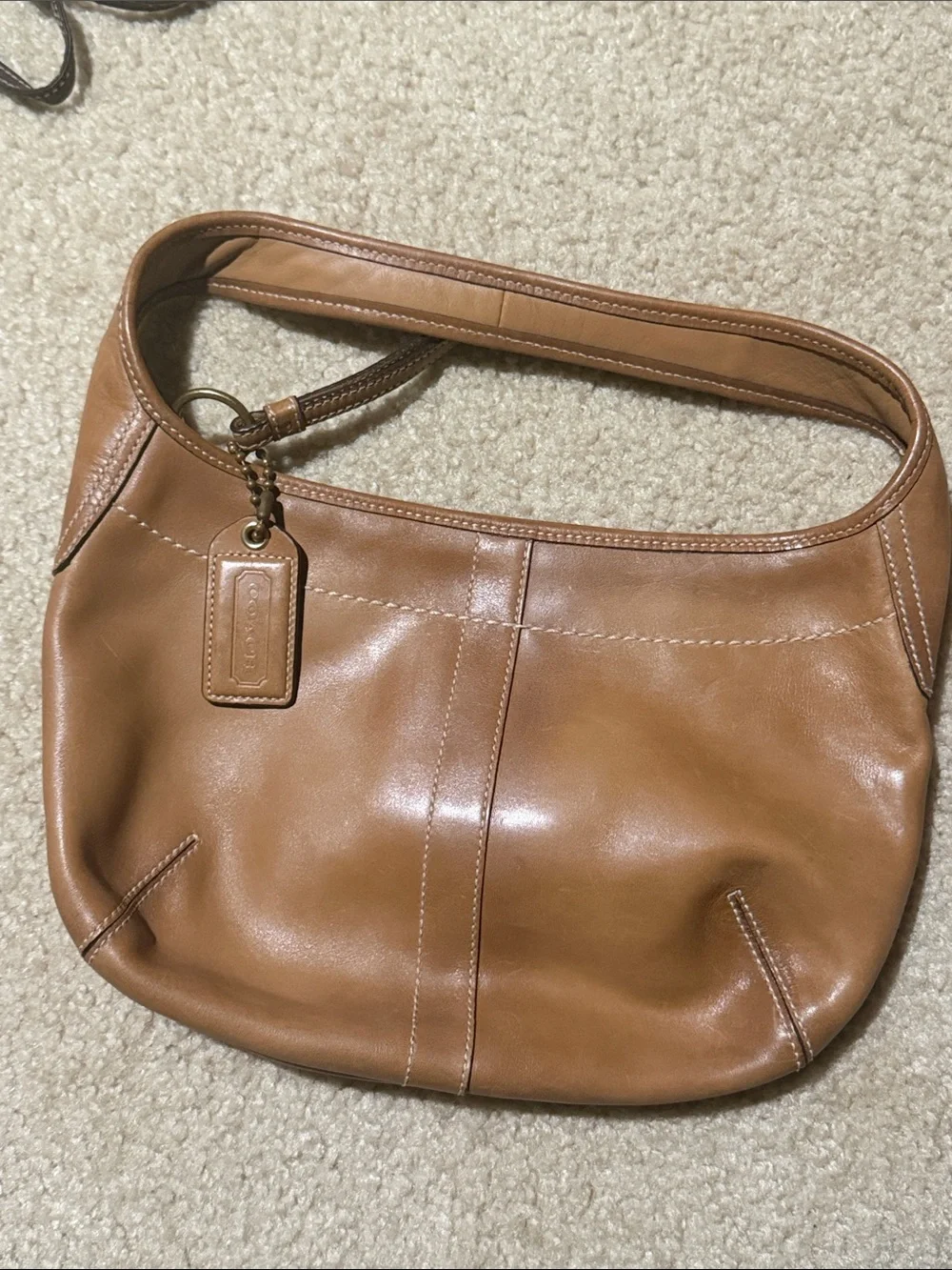 Coach Leather Hobo Shoulder Bag in Cognac